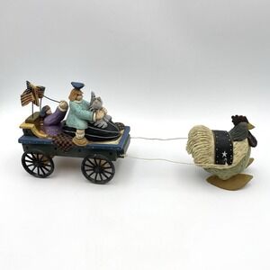 1999 Williraye Studio Chicken Pulling Wagon Cart Kids Flags Cat   WW2739